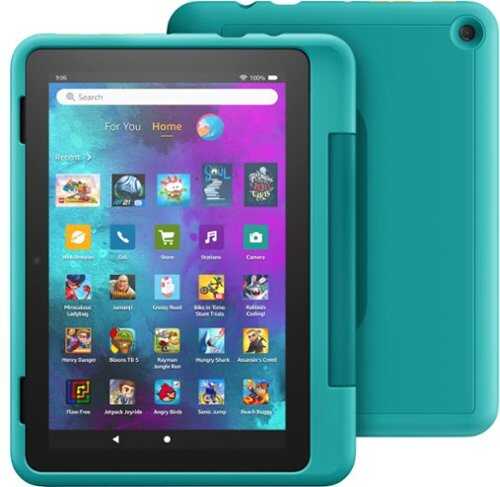 Rent To Own - Amazon - Fire HD 8 Kids Pro tablet, 8" HD display, ages 6-12, 30% faster processor, Kid-Friendly Case, 32 GB, (2022 release) - Hello Teal