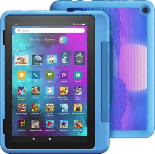 Rent To Own - Amazon - Fire HD 8 Kids Pro tablet, 8" HD display, ages 6-12, 30% faster processor, Kid-Friendly Case, 32 GB, (2022 release) - Cyber Sky