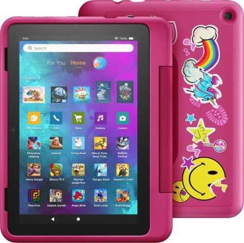 Rent To Own - Amazon - Fire HD 8 Kids Pro tablet, 8" HD display, ages 6-12, 30% faster processor, Kid-Friendly Case, 32 GB, (2022 release) - Rainbow Universe