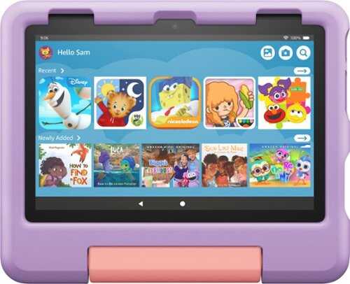 Rent to own Amazon - Fire HD 8 Kids tablet, 8" HD display, ages 3-7, 2-year worry-free guarantee, Kid-Proof Case, 32 GB, (2022 release) - Purple