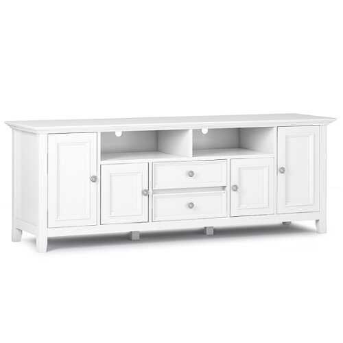 Rent to own Simpli Home - Amherst 72 inch Wide TV Media Stand - White