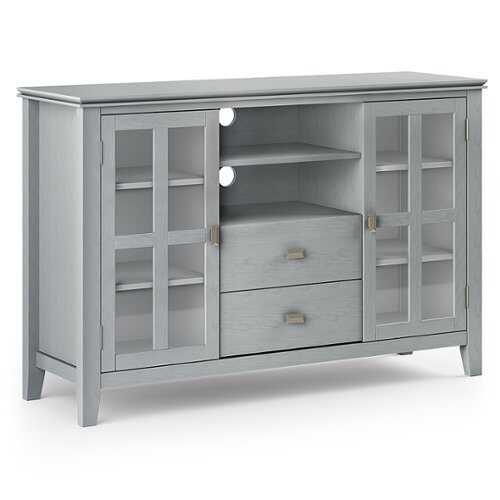 Rent to own Simpli Home - Artisan Tall TV Media Stand - Fog Grey
