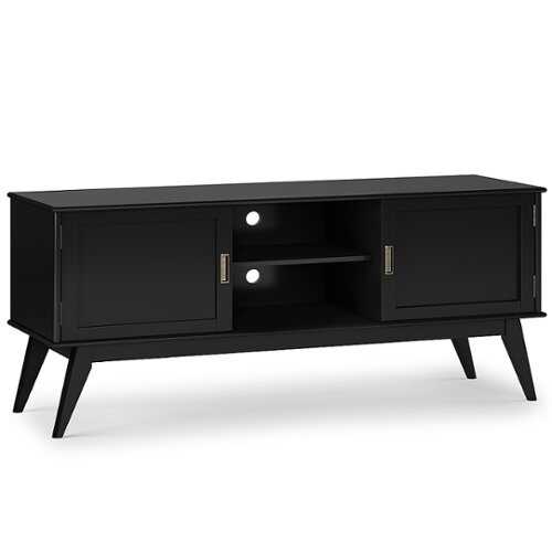 Rent to own Simpli Home - Draper Mid Century Low TV Media Stand - Black