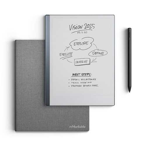 Rent To Own - Essentials Bundle: reMarkable 2 Paper Tablet + Marker Plus Digital Pencil + Gray Folio Case + 1 Year Subscription