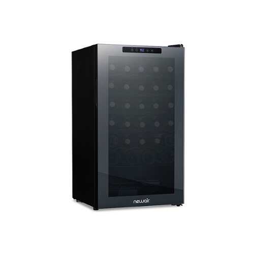 Rent To Own - NewAir - 34-Bottle Wine Cooler with Mirrored Double-Layer Tempered Glass Door & Compressor Cooling, Digital Temperature Control - Black