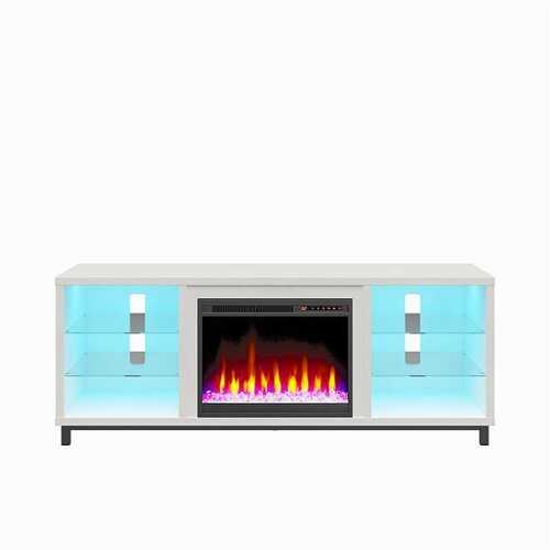 Rent to own Ameriwood Home - Lumina Deluxe Fireplace TV Stand (70") - Plaster