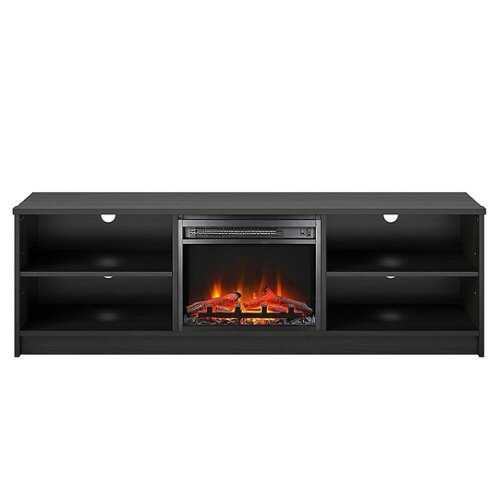 Rent to own Ameriwood Home - Noble 65” TV Stand with Electric Fireplace - Black Oak