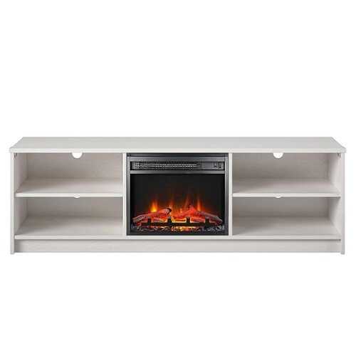 Rent to own Ameriwood Home - Noble 65” TV Stand with Electric Fireplace - Ivory Oak