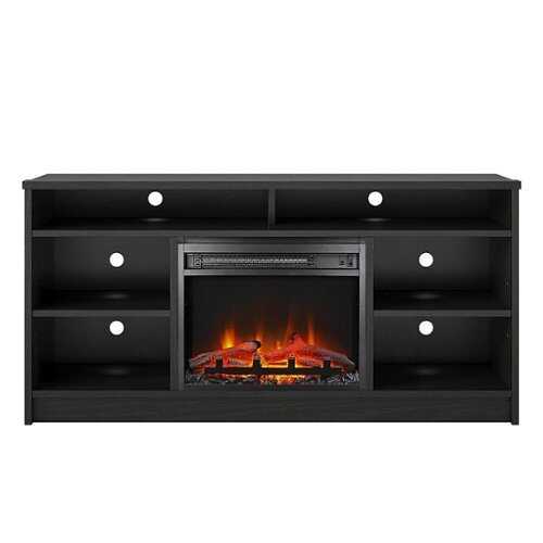 Rent to own Ameriwood Home - Hendrix 55" TV Stand with Electric Fireplace - Black Oak
