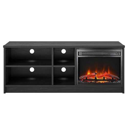 Rent to own Ameriwood Home - Noble Asymmetrical 55“ TV Stand w/Fireplace - Black Oak