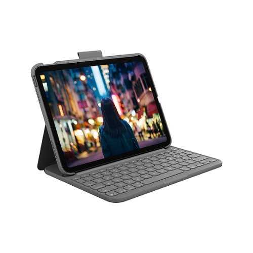 Rent to own Logitech - Slim Folio Keyboard Case for Apple iPad (10th Gen) - Oxford Gray