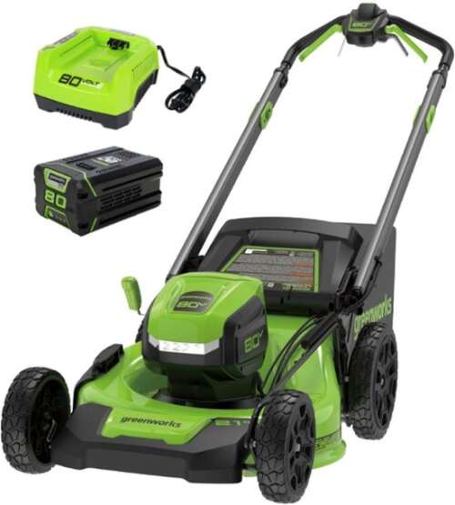 Rent to own Greenworks - 21" 80-Volt Pro 3-in-1 Self Propelled Lawn Mower (4.0Ah Battery and Charger Included) - Green