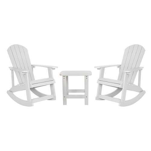 Rent to own Flash Furniture - Savannah Outdoor Rectangle Cottage Resin 3 Piece Patio Set - White