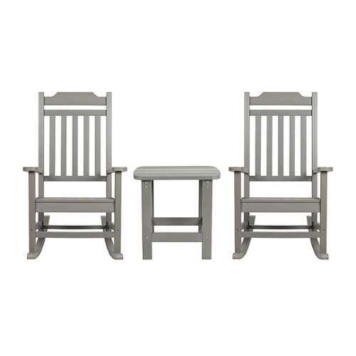 Rent to own Flash Furniture - Winston Outdoor Rectangle Cottage Resin 3 Piece Patio Set - Gray