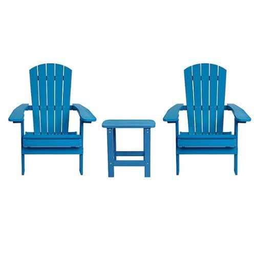 Rent to own Flash Furniture - Charlestown Outdoor Rectangle Cottage Resin 3 Piece Patio Set - Blue