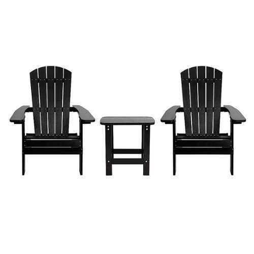 Rent to own Flash Furniture - Charlestown Outdoor Rectangle Cottage Resin 3 Piece Patio Set - Black