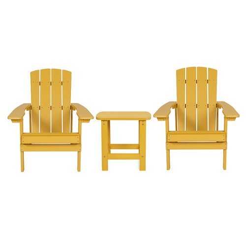 Rent to own Flash Furniture - Charlestown Outdoor Rectangle Cottage Resin 3 Piece Patio Set - Yellow