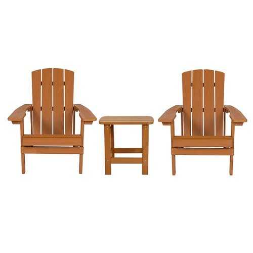 Rent to own Flash Furniture - Charlestown Outdoor Rectangle Cottage Resin 3 Piece Patio Set - Teak