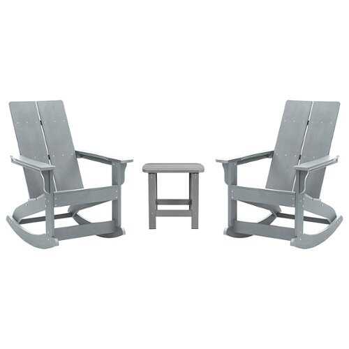 Rent to own Flash Furniture - Finn Outdoor Rectangle Cottage Resin 3 Piece Patio Set - Gray