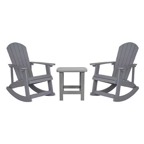 Rent to own Flash Furniture - Savannah Outdoor Rectangle Cottage Resin 3 Piece Patio Set - Gray