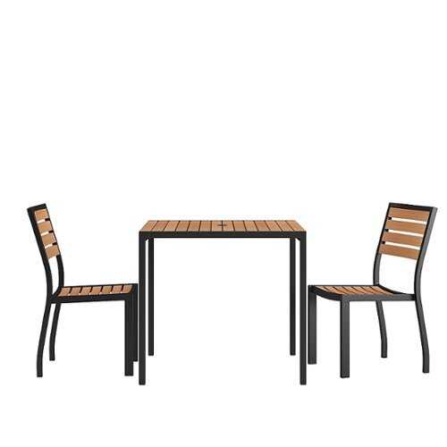 Rent To Own - Flash Furniture - Lark Outdoor Square Modern  3 Piece Patio Set - Teak