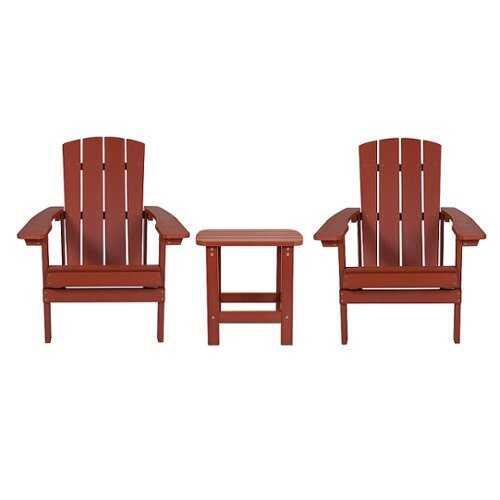 Rent to own Flash Furniture - Charlestown Outdoor Rectangle Cottage Resin 3 Piece Patio Set - Red
