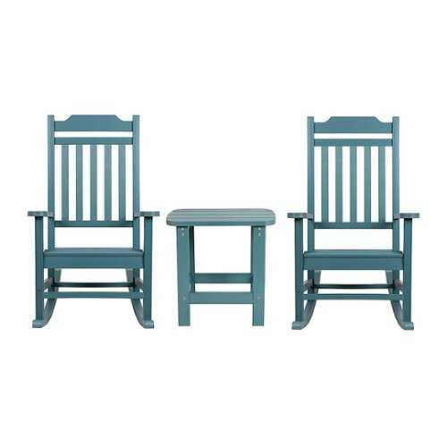 Rent To Own - Flash Furniture - Winston Outdoor Rectangle Cottage Resin 3 Piece Patio Set - Teal