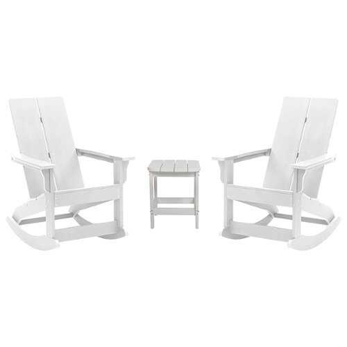 Rent to own Flash Furniture - Finn Outdoor Rectangle Cottage Resin 3 Piece Patio Set - White