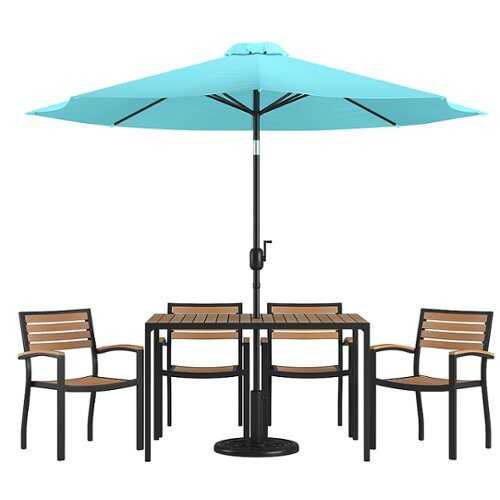 Rent To Own - Flash Furniture - Lark Outdoor Rectangle Modern  7 Piece Patio Set - Teal