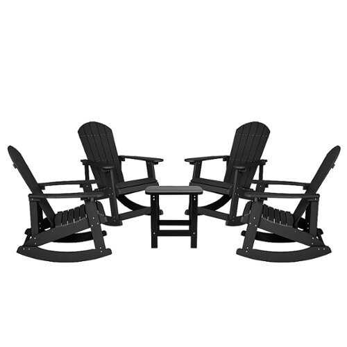 Rent To Own - Flash Furniture - Savannah Outdoor Rectangle Cottage Resin 5 Piece Patio Set - Black