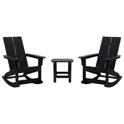 Rent to own Flash Furniture - Finn Outdoor Rectangle Cottage Resin 3 Piece Patio Set - Black