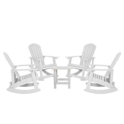 Rent to own Flash Furniture - Savannah Outdoor Rectangle Cottage Resin 5 Piece Patio Set - White