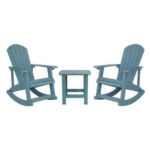 Rent To Own - Flash Furniture - Savannah Outdoor Rectangle Cottage Resin 3 Piece Patio Set - Sea Foam