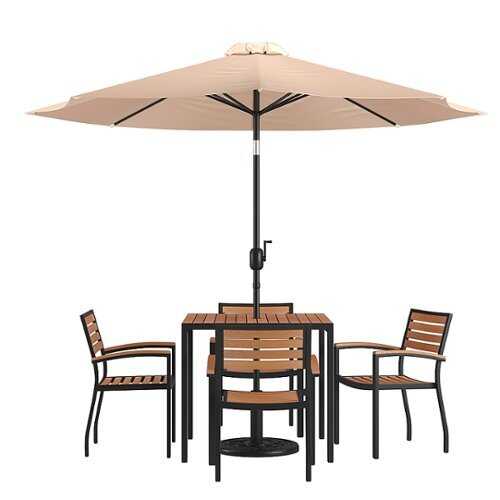Rent to own Flash Furniture - Lark Outdoor Square Modern  7 Piece Patio Set - Tan
