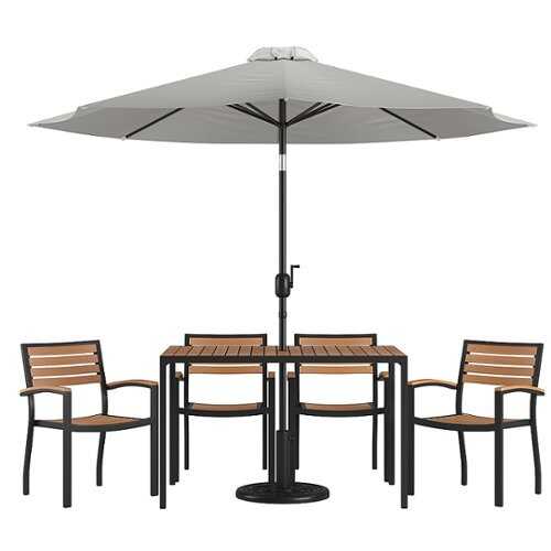Rent To Own - Flash Furniture - Lark Outdoor Rectangle Modern  7 Piece Patio Set - Gray
