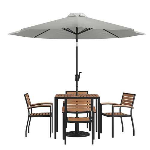 Rent To Own - Flash Furniture - Lark Outdoor Square Modern  7 Piece Patio Set - Gray