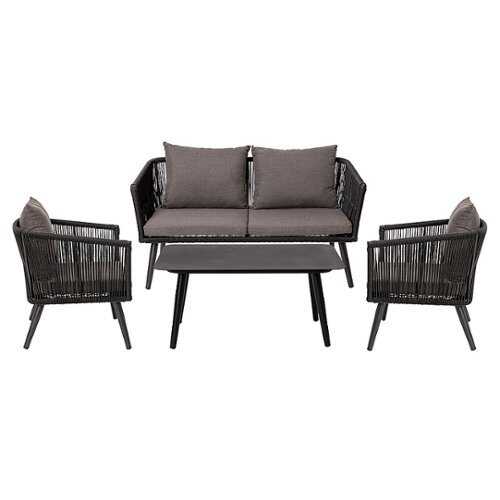 Rent to own Flash Furniture - Kierra Outdoor Rectangle Modern Aluminum 4 Piece Patio Set - Black/Gray