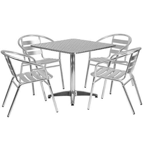 Rent To Own - Flash Furniture - Lila Outdoor Square Contemporary 5 Piece Patio Set - Aluminum