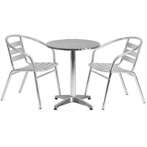 Rent To Own - Flash Furniture - Lila Outdoor Round Contemporary 3 Piece Patio Set - Aluminum
