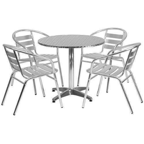 Rent To Own - Flash Furniture - Lila Outdoor Round Contemporary 5 Piece Patio Set - Aluminum