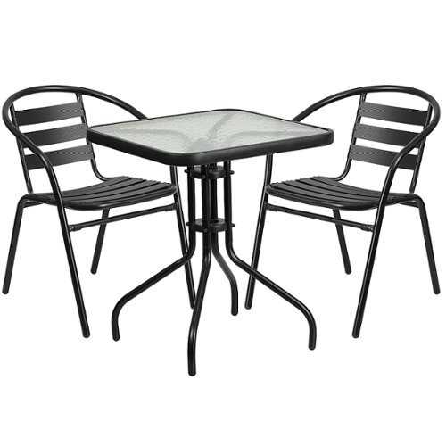 Rent To Own - Flash Furniture - Lila Outdoor Square Contemporary Aluminum 3 Piece Patio Set - Clear/Black