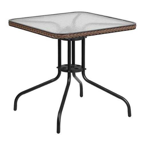 Rent to own Flash Furniture - Barker Contemporary Patio Table - Clear Top/Dark Brown Rattan