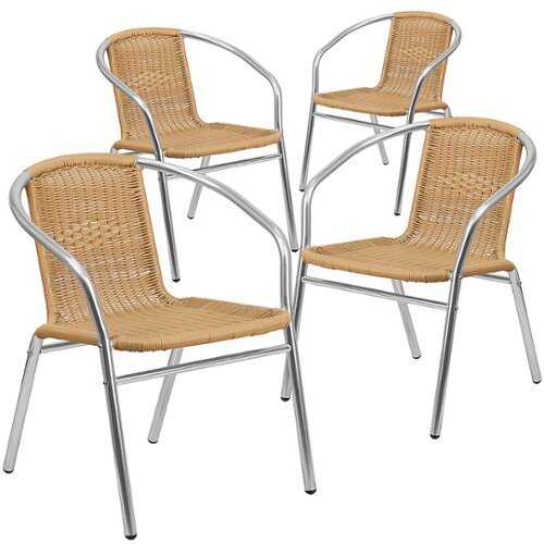 Rent to own Flash Furniture - Lila Patio Chair (set of 4) - Aluminum and Beige