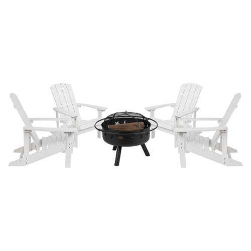 Rent to own Flash Furniture - Charlestown Adirondack Chairs and Fire Pit - White