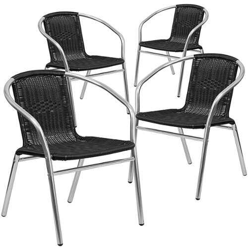 Rent to own Flash Furniture - Lila Patio Chair (set of 4) - Aluminum and Black