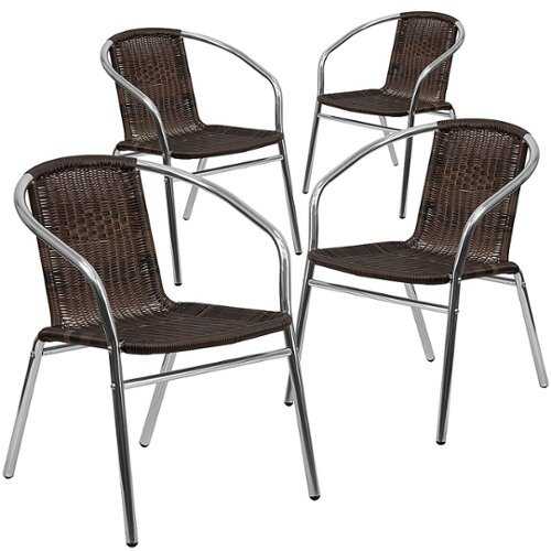 Rent to own Flash Furniture - Lila Patio Chair (set of 4) - Aluminum and Dark Brown