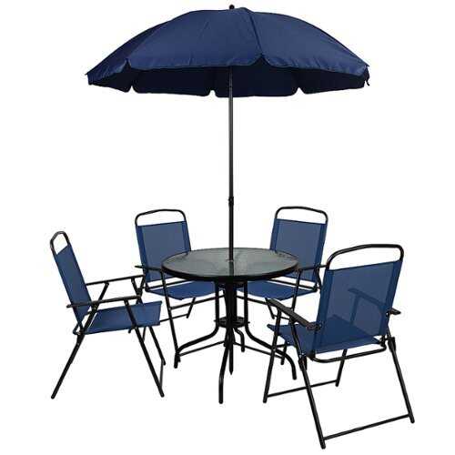 Rent to own Flash Furniture - Nantucket Outdoor Round Contemporary Metal 6 Piece Patio Set - Navy