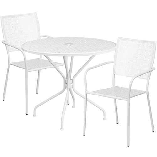 Rent to own Flash Furniture - Oia Outdoor Round Contemporary Metal 3 Piece Patio Set - White