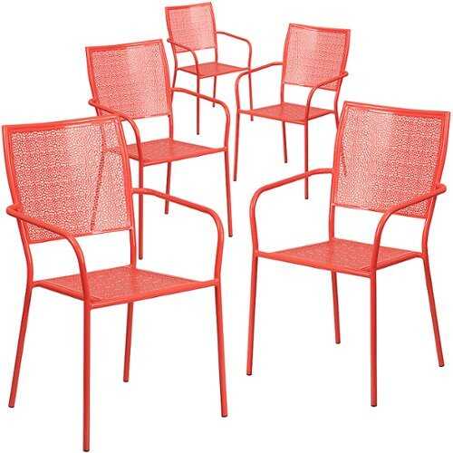 Rent To Own - Flash Furniture - Oia Patio Chair (set of 5) - Coral