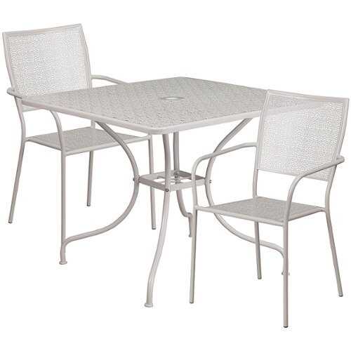 Rent to own Flash Furniture - Oia Outdoor Square Contemporary Metal 3 Piece Patio Set - Light Gray